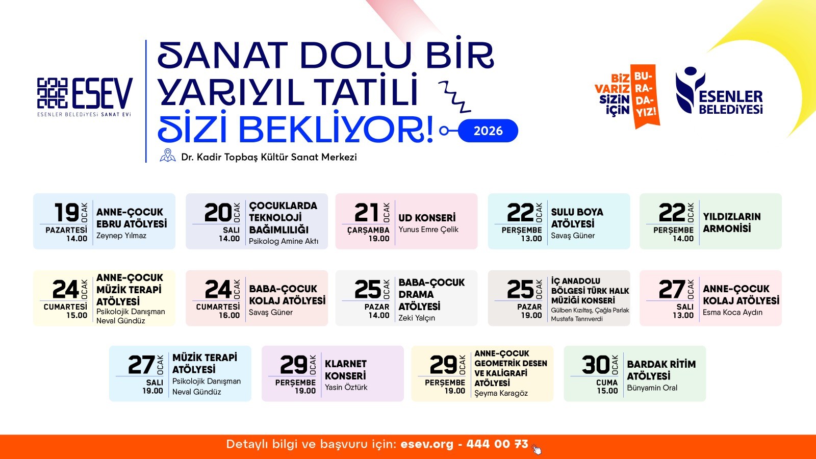 ESEV’den Yarıyıl Tatiline Özel Atölyeler